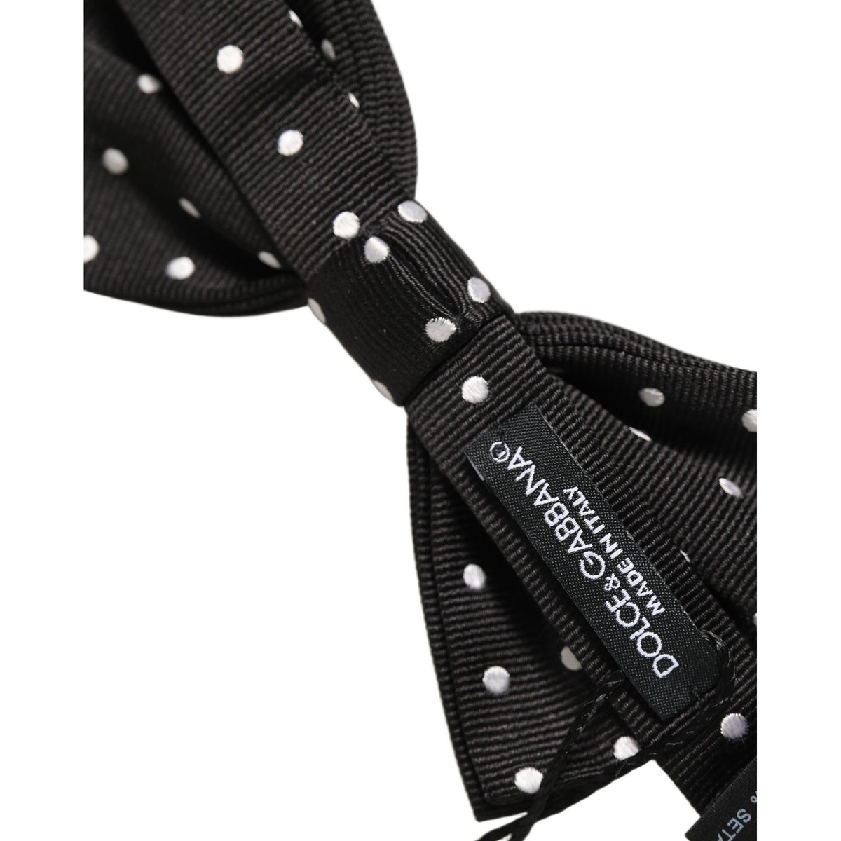 Dolce & Gabbana Black White Polka Dot Adjustable Neck Papillon Bow Tie