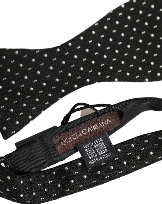 Dolce & Gabbana Black White Polka Dot Adjustable Neck Papillon Bow Tie Dolce & Gabbana