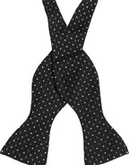 Dolce & Gabbana Black White Polka Dot Adjustable Neck Papillon Bow Tie
