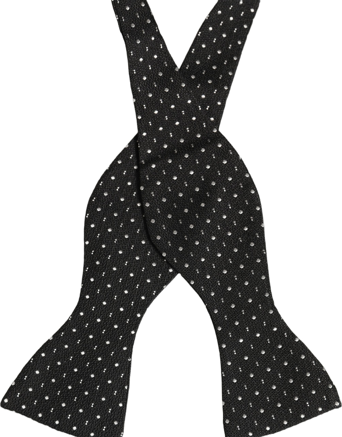 Dolce & Gabbana Black White Polka Dot Adjustable Neck Papillon Bow Tie