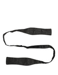 Dolce & Gabbana dark gray and white polka dot adjustable neck bow tie with papillon style for formal wear.