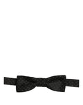 Dolce & Gabbana black diamond pattern adjustable neck papillon bow tie displayed on a neutral background.
