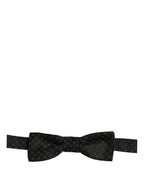 Dolce & Gabbana Black Diamond Pattern Adjustable Neck Papillon Bow Tie