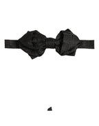 Dolce & Gabbana Men Black Paisley Silk Adjustable Neck Papillon Bow Tie
