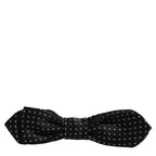 Dolce & Gabbana Black White Polka Dot Adjustable Neck Papillon Bow Tie