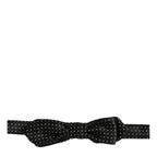 Dolce & Gabbana Black White Polka Dot Adjustable Neck Papillon Bow Tie