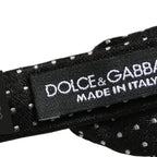 Dolce & Gabbana Black White Polka Dot Adjustable Neck Papillon Bow Tie