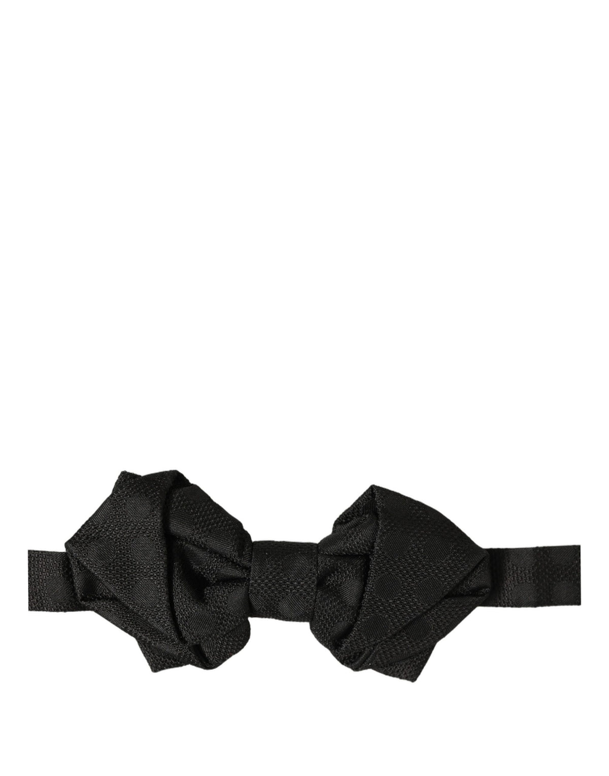 Dolce & Gabbana men’s black silk adjustable neck bow tie with papillon style and elegant knot detail.