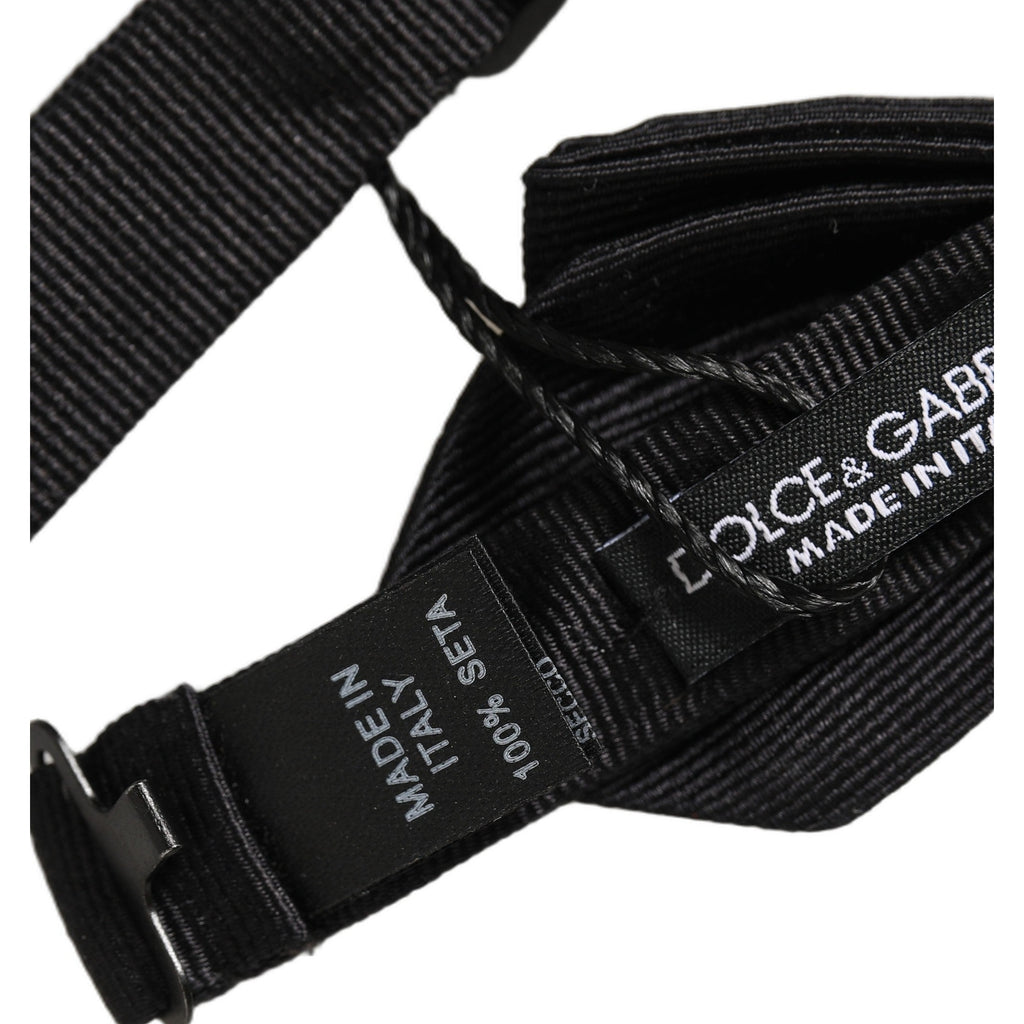 Dolce & Gabbana Men Black 100% Silk Adjustable Neck Papillon Bow Tie