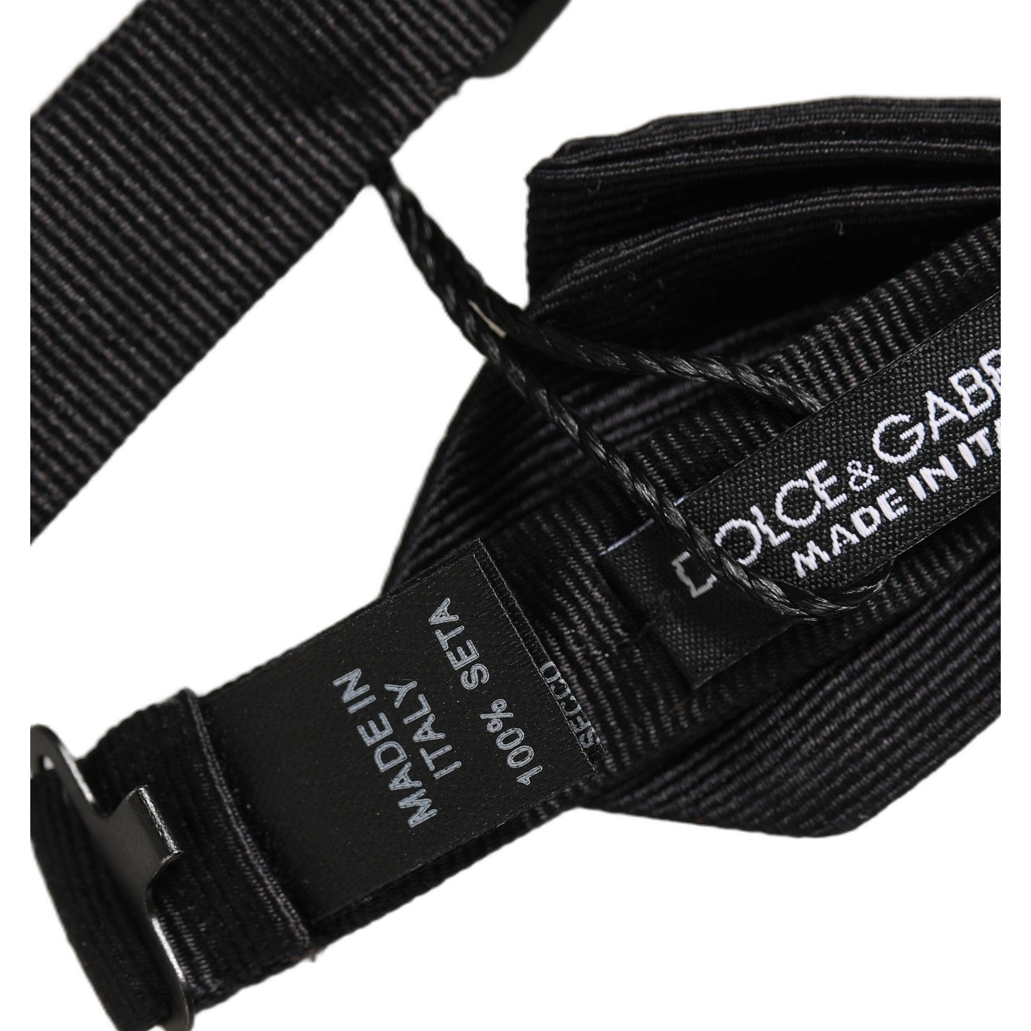 Dolce & Gabbana Men Black 100% Silk Adjustable Neck Papillon Bow Tie