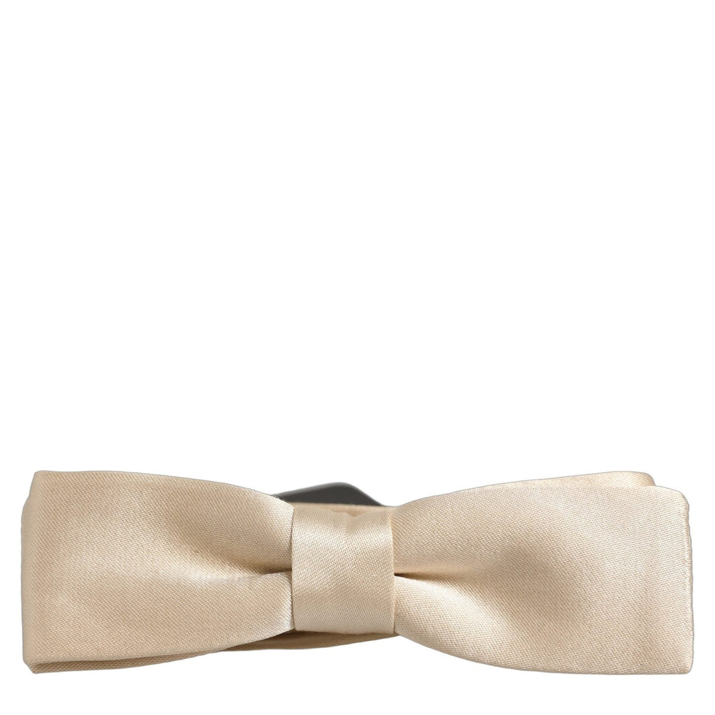 Dolce & Gabbana Men Beige 100% Silk Adjustable Neck Papillon Bow Tie