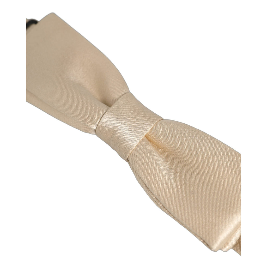Dolce & Gabbana Men Beige 100% Silk Adjustable Neck Papillon Bow Tie