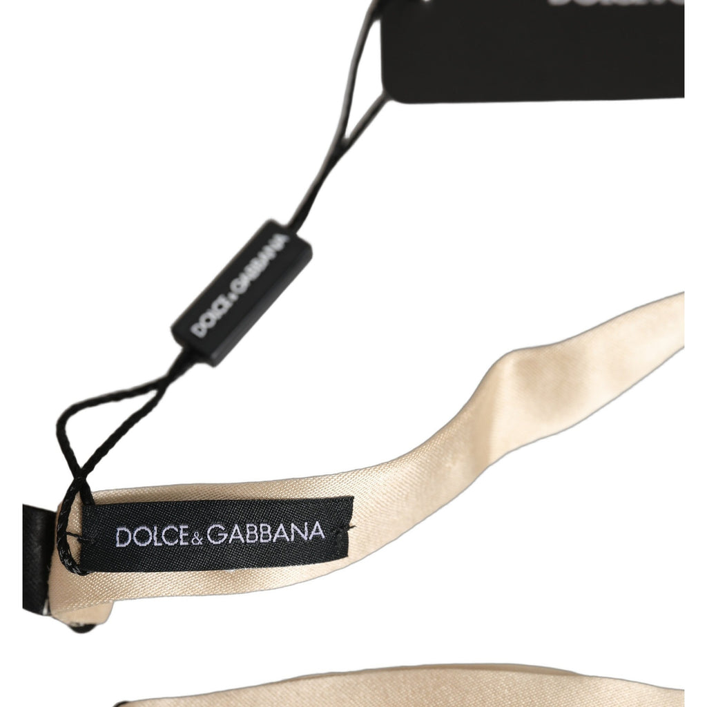 Dolce & Gabbana Men Beige 100% Silk Adjustable Neck Papillon Bow Tie