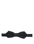 Dolce & Gabbana men's black and green paisley adjustable neck bow tie with papillon style, featuring intricate pattern details.