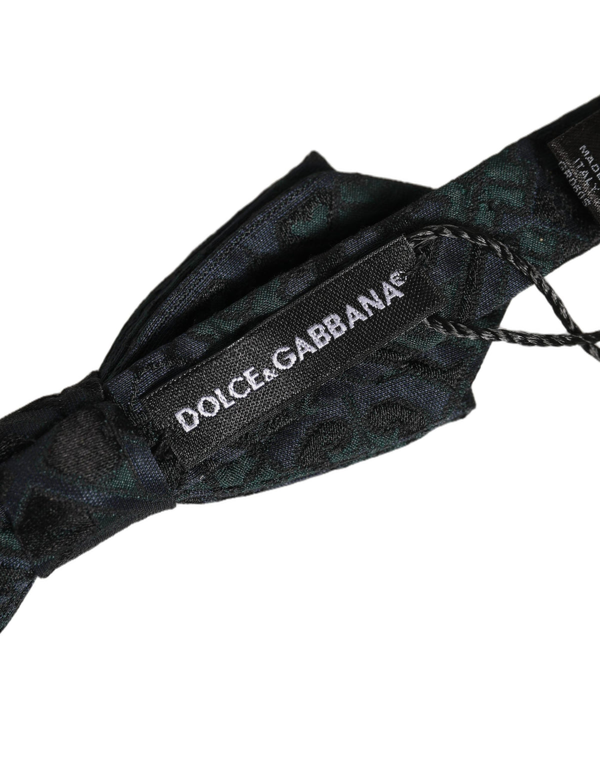 Dolce & Gabbana Men Black Green Paisley Adjustable Neck Papillon Bow Tie