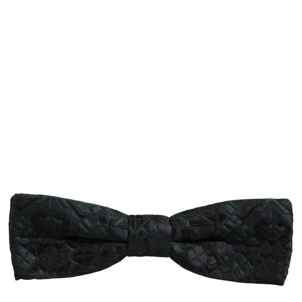 Dolce & Gabbana Men Black Green Paisley Adjustable Neck Papillon Bow Tie