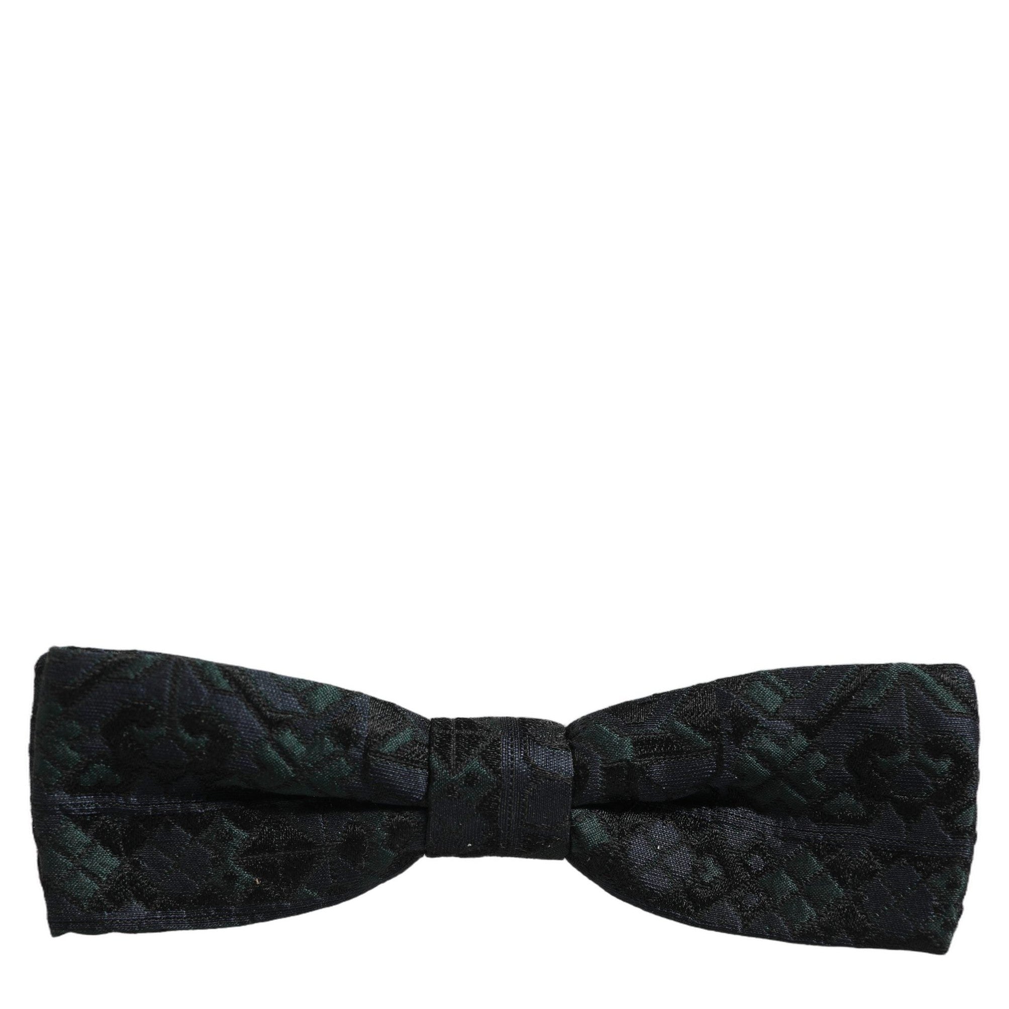 Dolce & Gabbana Men Black Green Paisley Adjustable Neck Papillon Bow Tie