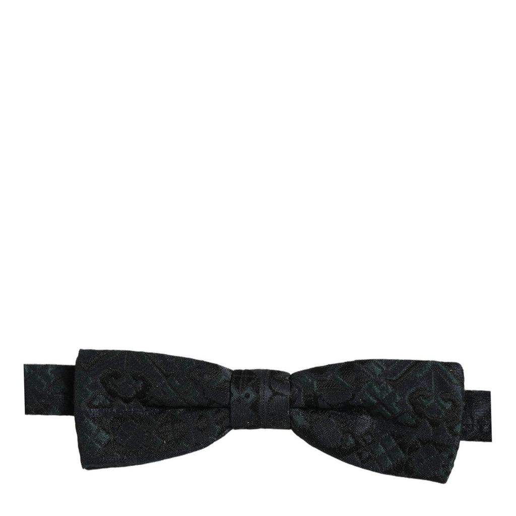 Dolce & Gabbana Men Black Green Paisley Adjustable Neck Papillon Bow Tie