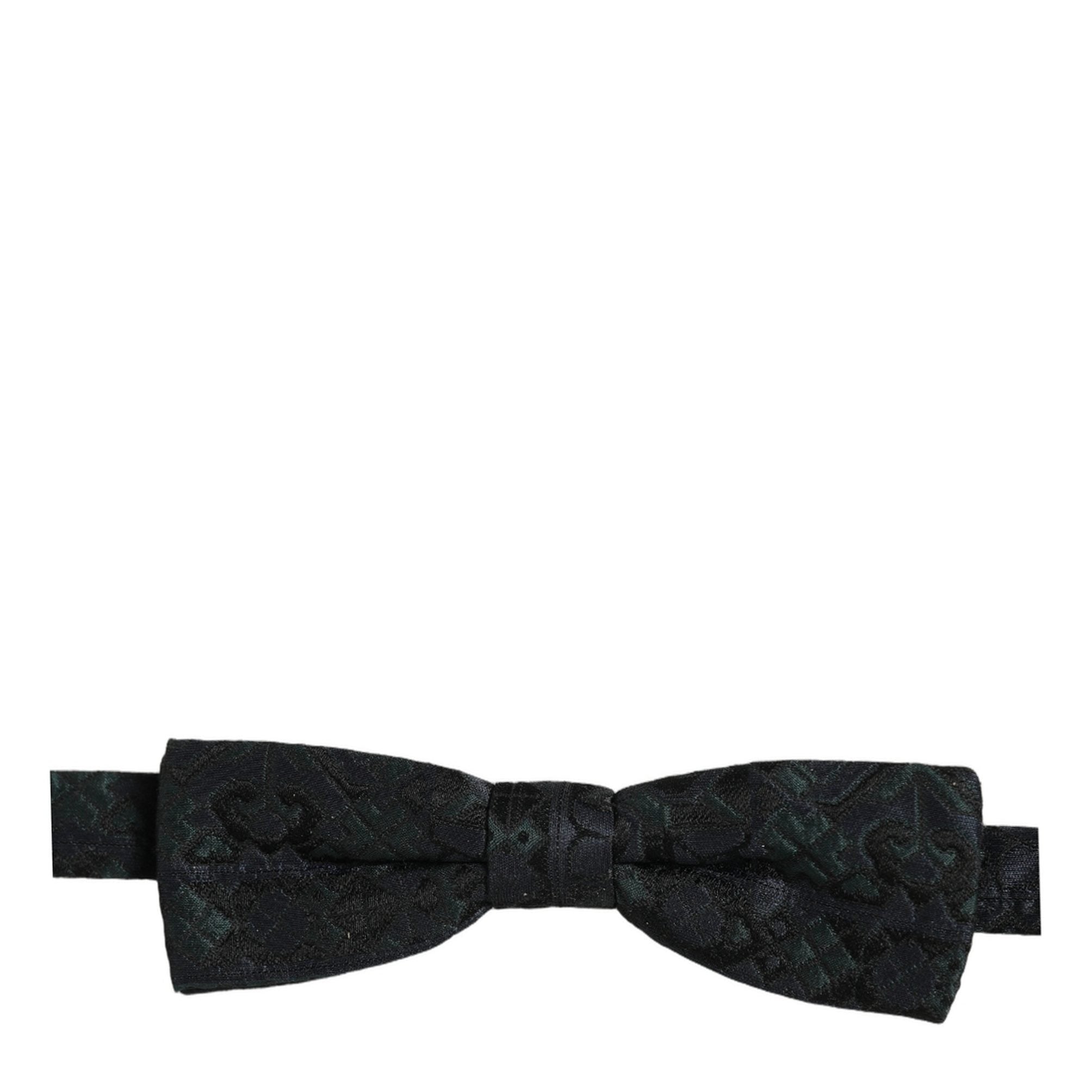 Dolce & Gabbana Men Black Green Paisley Adjustable Neck Papillon Bow Tie