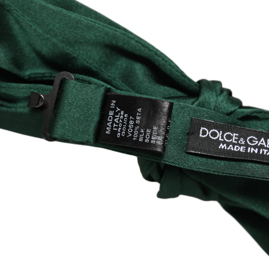 Dolce & Gabbana Men Dark Green Silk Adjustable Neck Papillon Bow Tie