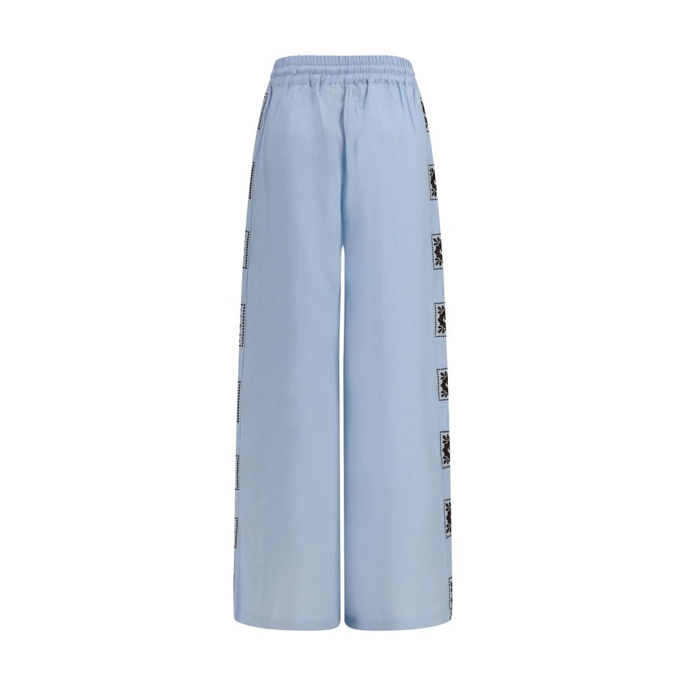 Alemais Blue Linen Casual Pants Alemais