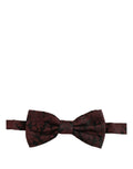 Dolce & Gabbana men's maroon floral silk adjustable neck bow tie, featuring elegant floral pattern and classic design.