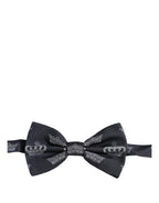 Dolce & Gabbana Men Black Crown Silk Adjustable Neck Papillon Bow Tie