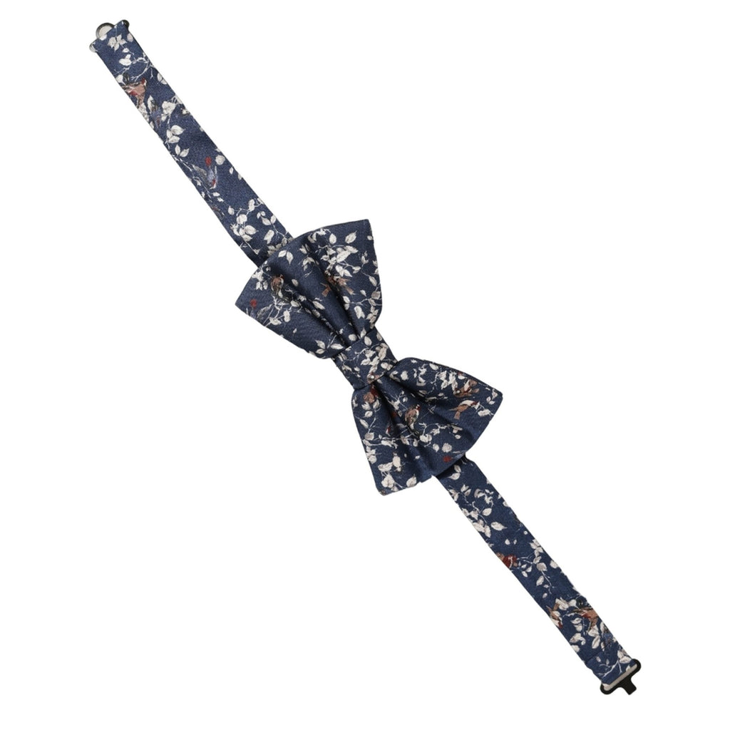 Dolce & Gabbana Men Navy Blue Floral Adjustable Neck Papillon Bow Tie