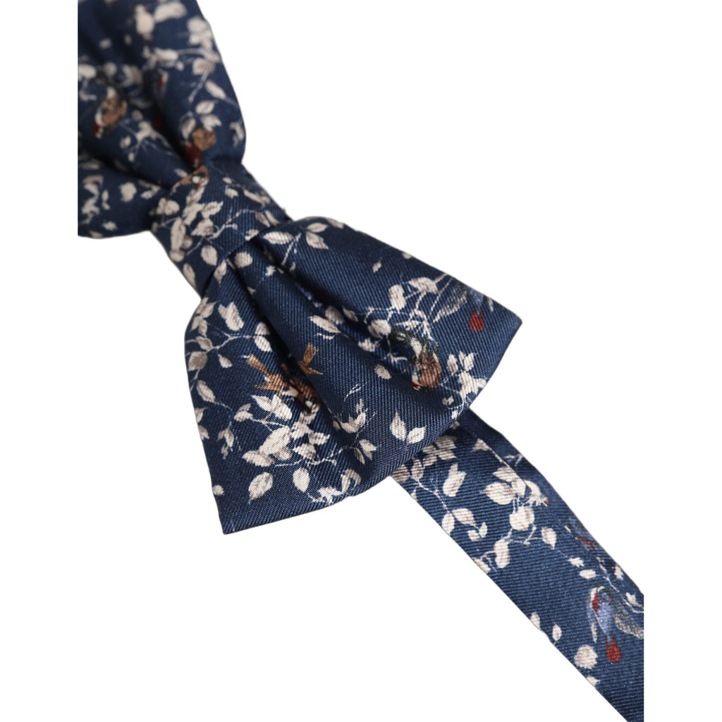 Dolce & Gabbana Men Navy Blue Floral Adjustable Neck Papillon Bow Tie