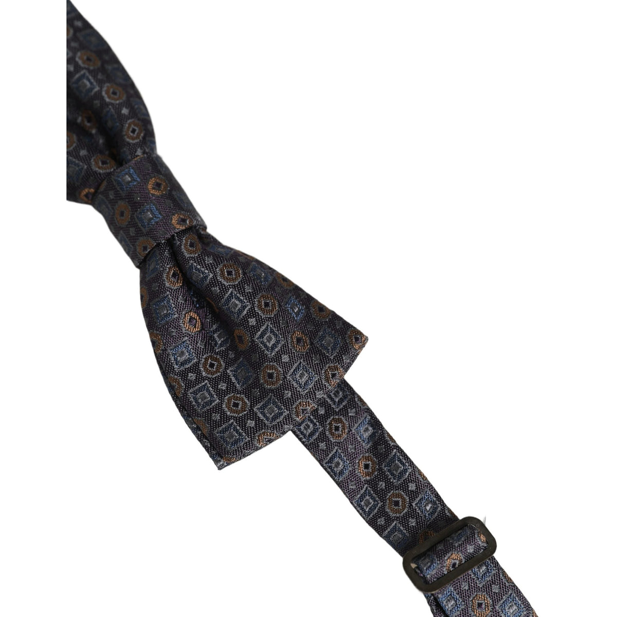 Dolce & Gabbana Men Dark Gray Geometric Adjustable Neck Bow Tie