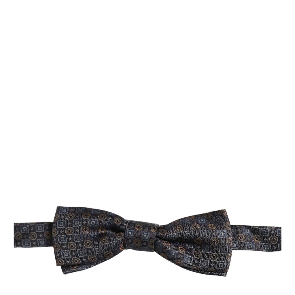 Dolce & Gabbana Men Dark Gray Geometric Adjustable Neck Bow Tie