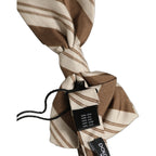 Dolce & Gabbana Men Brown Beige Stripes Adjustable Neck Papillon Bow Tie