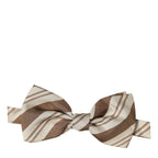 Dolce & Gabbana Men Brown Beige Stripes Adjustable Neck Papillon Bow Tie