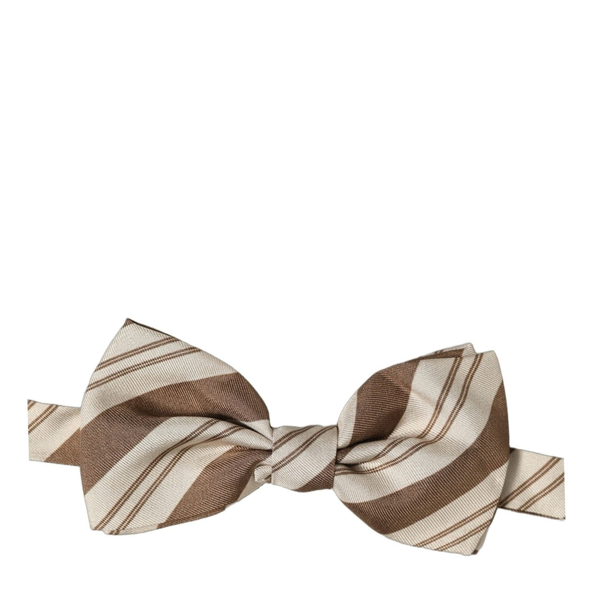 Dolce & Gabbana Men Brown Beige Stripes Adjustable Neck Papillon Bow Tie