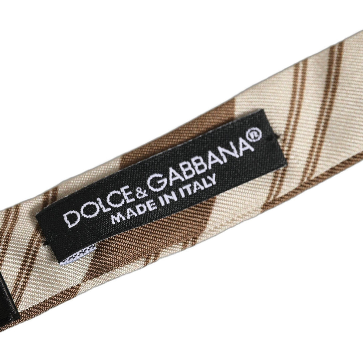 Dolce & Gabbana Men Brown Beige Stripes Adjustable Neck Papillon Bow Tie