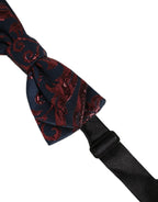 Dolce & Gabbana Men Blue Red Paisley Adjustable Neck Papillon Bow Tie