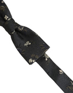 Dolce & Gabbana Men Black Floral Silk Adjustable Neck Papillon Bow Tie