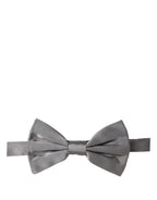 Dolce & Gabbana Men Gray 100% Silk Adjustable Neck Papillon Bow Tie