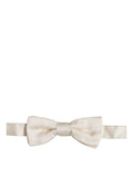 Dolce & Gabbana men's off-white silk adjustable bow tie with papillon design, perfect for formal occasions and stylish attire.