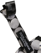 Dolce & Gabbana Men Black Silver Circles Adjustable Neck Papillon Bow Tie
