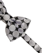 Dolce & Gabbana Men Black Silver Circles Adjustable Neck Papillon Bow Tie