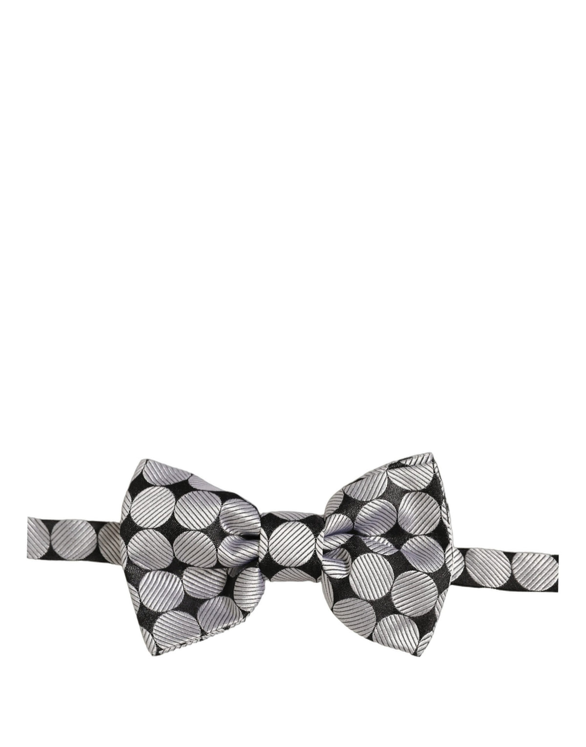 Dolce & Gabbana Men Black Silver Circles Adjustable Neck Papillon Bow Tie