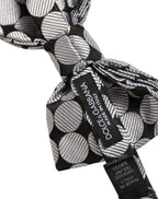 Dolce & Gabbana Men Black Silver Circles Adjustable Neck Papillon Bow Tie