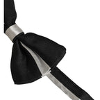 Dolce & Gabbana Black Silver 100% Silk Adjustable Neck Papillon Bow Tie