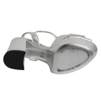 Dolce & Gabbana Silver Logo Ankle Strap Heels Sandals Shoes