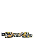 Dolce & Gabbana multicolor damask style adjustable neck papillon bow tie displayed flat with intricate pattern details.