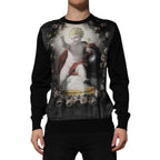 Dolce & Gabbana Black Cashmere Cherub Print Baroque Sweater