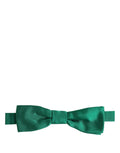 Green Dolce & Gabbana men's silk adjustable papillon bow tie displayed flat on a white background.