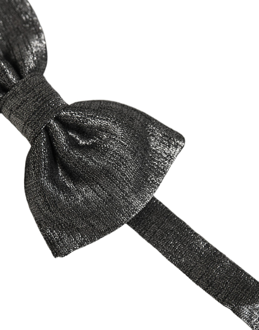 Dolce & Gabbana Men Metallic Black Silk Adjustable Neck Papillon Bow Tie