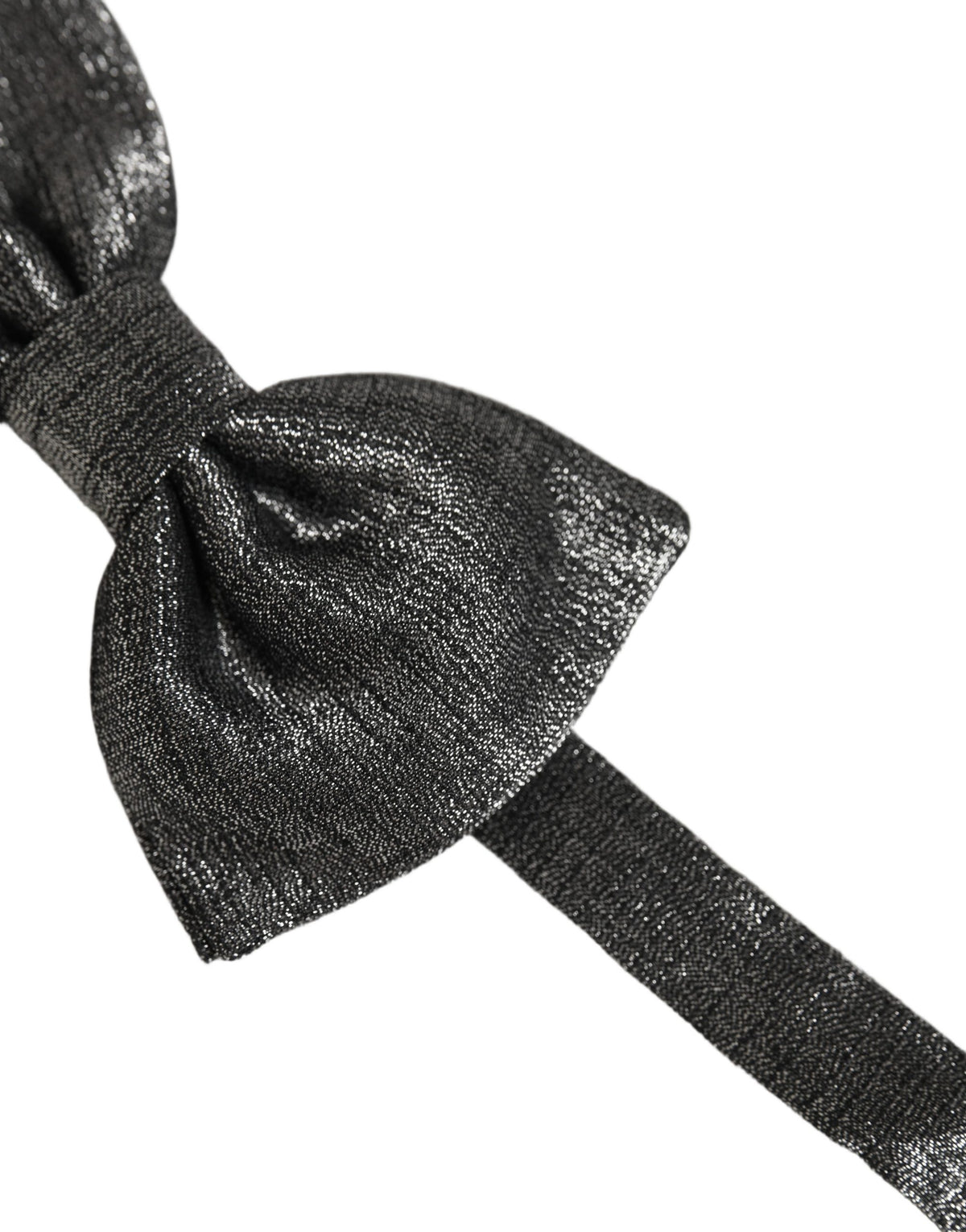 Dolce & Gabbana Men Metallic Black Silk Adjustable Neck Papillon Bow Tie